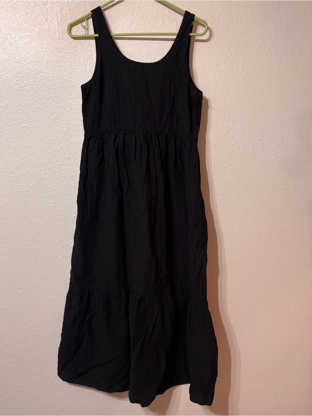 J. Jill Black Striped Sleeveless Midi Dress Small